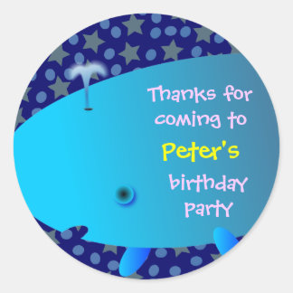Stickers Merci Anniversaire de enfant : Baleine bl