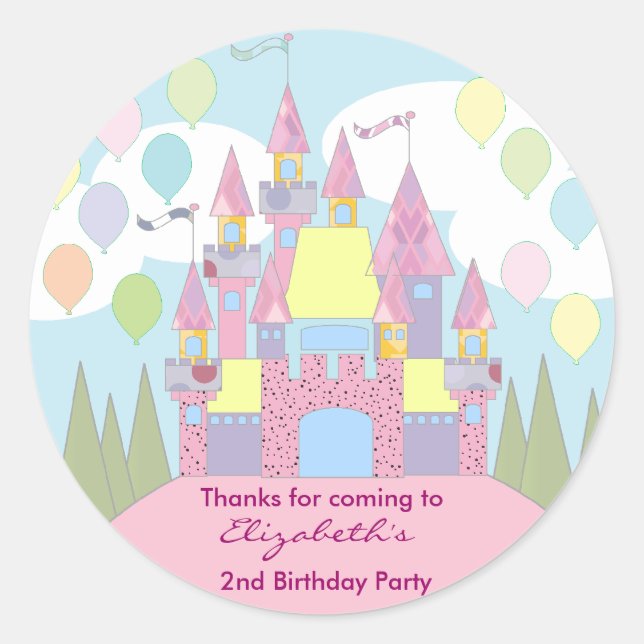Stickers Merci Anniversaire de enfant : Château (Devant)