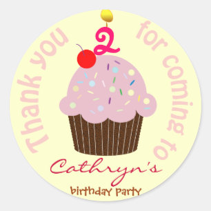 Stickers Merci Anniversaire de enfant : Cup Cake