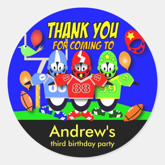 Stickers Merci Anniversaire de enfant : Football a (Devant)
