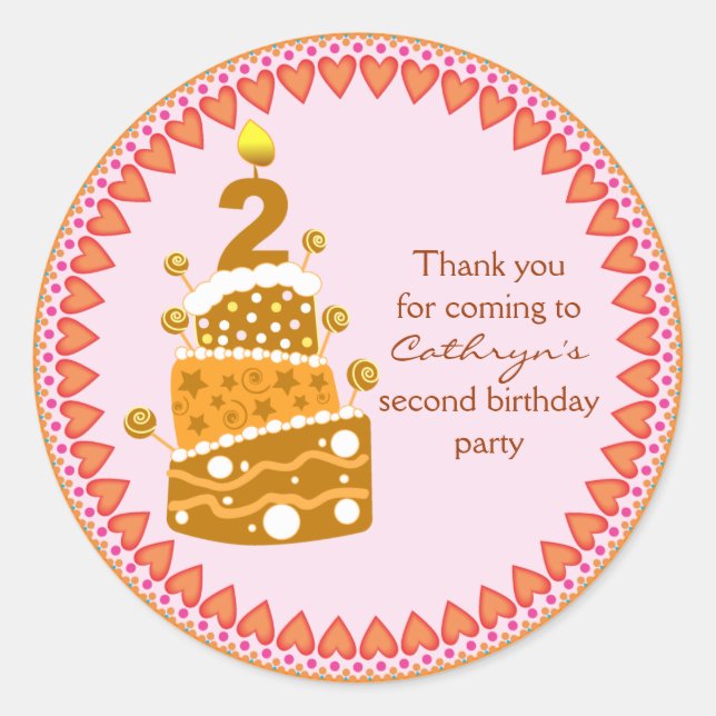 Stickers Merci anniversaire de enfant : Gâteau d'a (Devant)