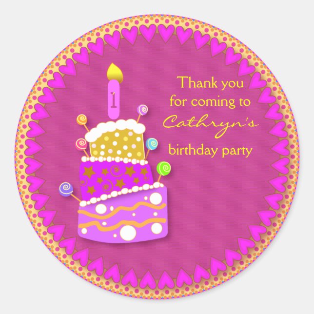Stickers Merci anniversaire de enfant : Gâteau d'a (Devant)