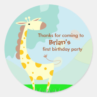 Stickers Merci Anniversaire de enfant : Giraffe