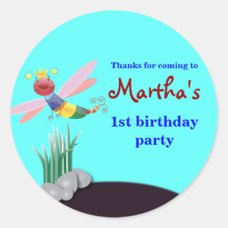 Stickers Merci Anniversaire de enfant : libellule
