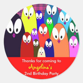 Stickers Merci Anniversaire de enfant : Pingouins