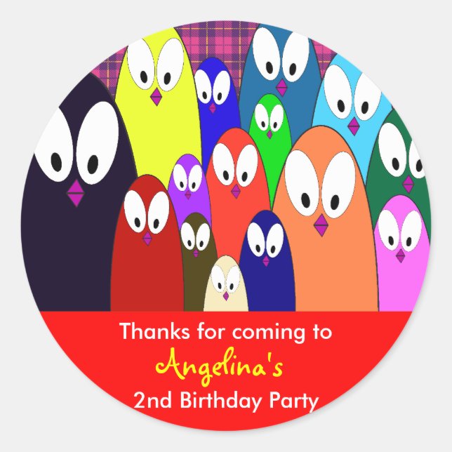 Stickers Merci Anniversaire de enfant : Pingouins (Devant)