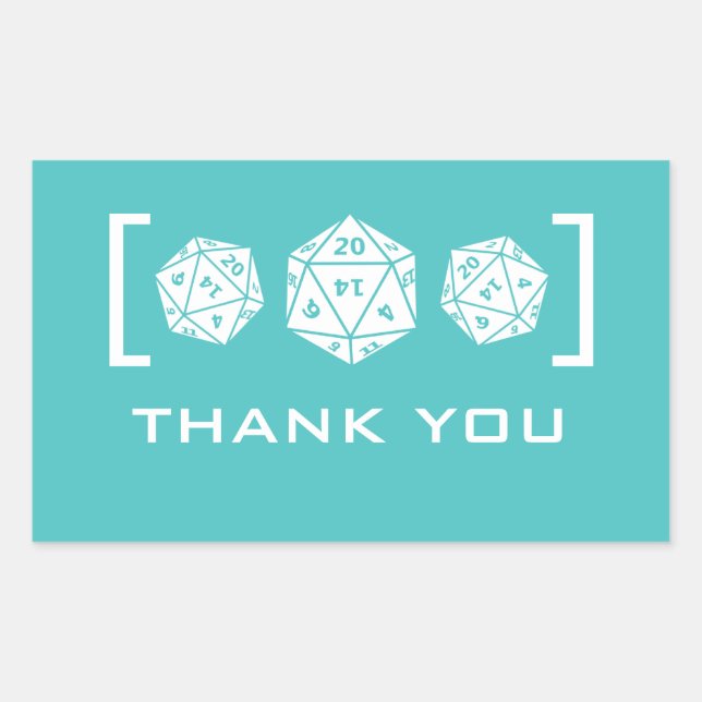 Stickers Merci Aqua D20 Dice Gamer (Devant)