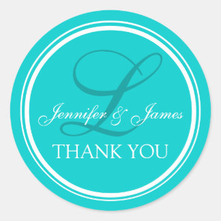 Stickers Merci Aqua Turquoise pour Mariages