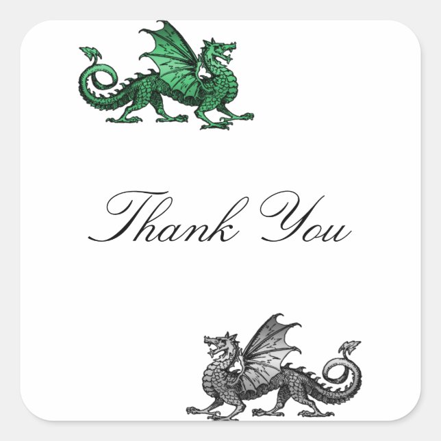 Stickers Merci argent vert dragon (Devant)