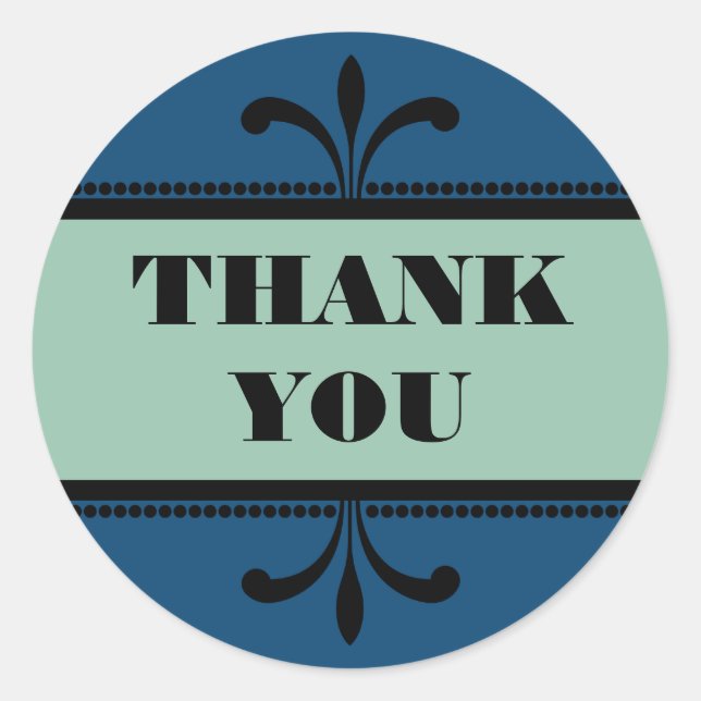 Stickers Merci Art Déco Bleu/Jade (Devant)