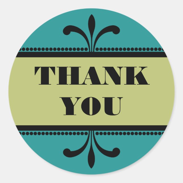 Stickers Merci Art Déco turquoise/Vert (Devant)