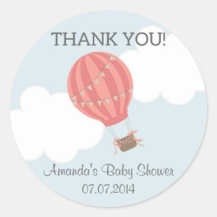 Stickers Merci Baby shower à ballon à air chaud