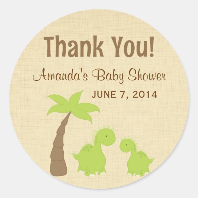 Stickers Merci Baby shower Dinosaur (Devant)