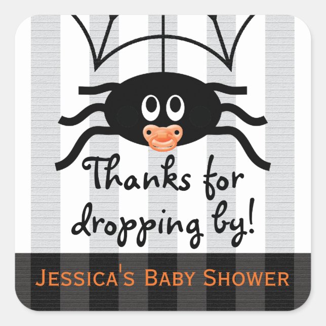 Stickers Merci Baby shower Hallowen Spider (Devant)