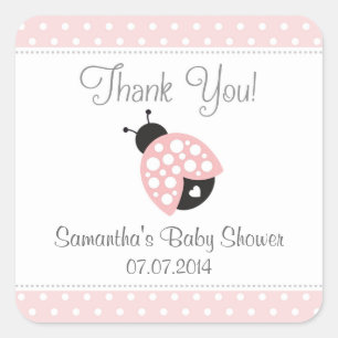 Stickers Merci Baby shower Ladybug (rose)