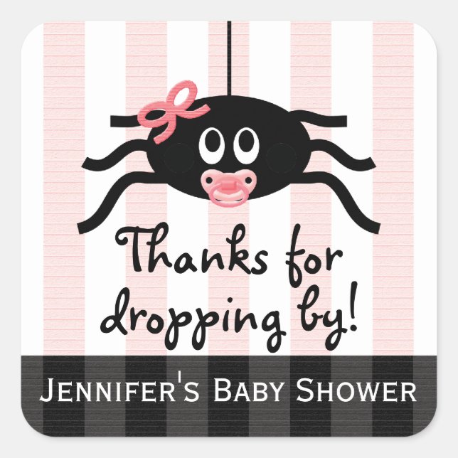 Stickers Merci Baby shower Pink Spider (Devant)
