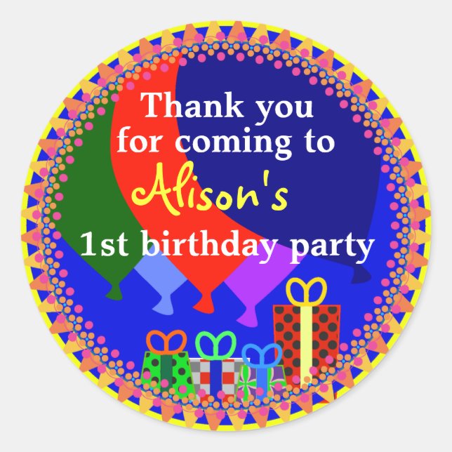 stickers Merci : Ballons et présents (Devant)