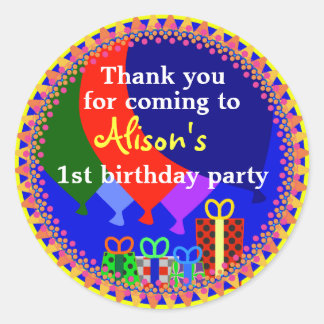 stickers Merci : Ballons et présents