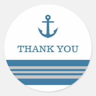 Stickers Merci bleu gris marine Ancre