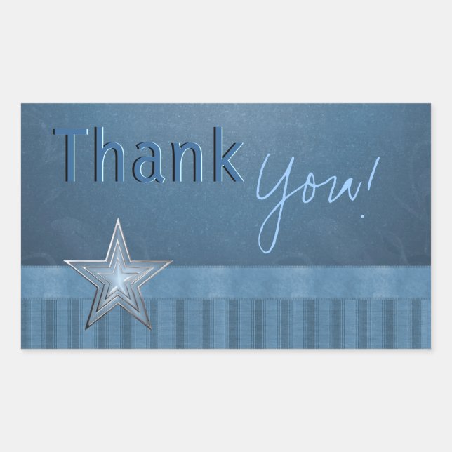 Stickers Merci bleu texte personnalisable (Devant)