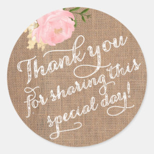 Stickers Merci Burlap, Merci Shabby en faveur
