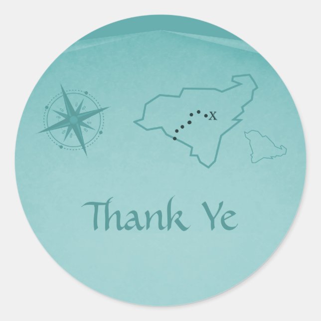 Stickers Merci Carte Trésor, Turquoise (Devant)