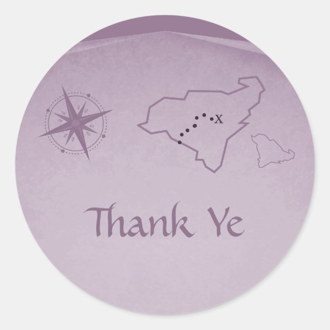 Stickers Merci Carte Trésor, Violet (Devant)