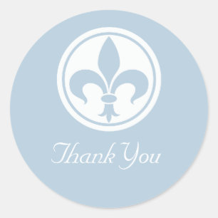 Stickers Merci Chic Fleur De Lis, Bleu