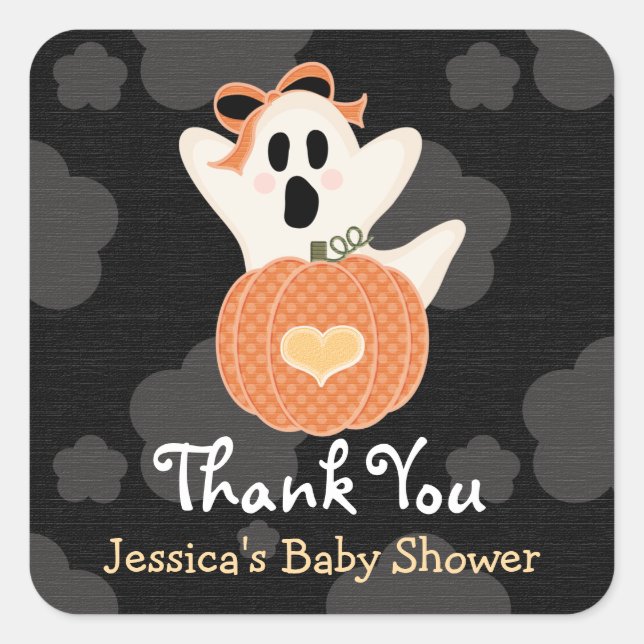 Stickers Merci Citrouille fantôme (Devant)