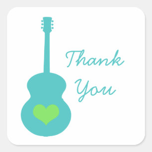 Stickers Merci Coeur Aqua/Green Guitar