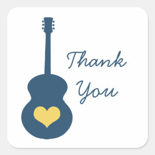 Stickers Merci Coeur de Guitare Bleu/Jaune