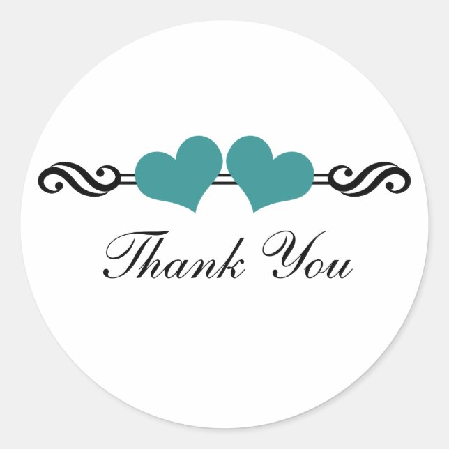 Stickers Merci Coeur élégant, Turquoise (Devant)