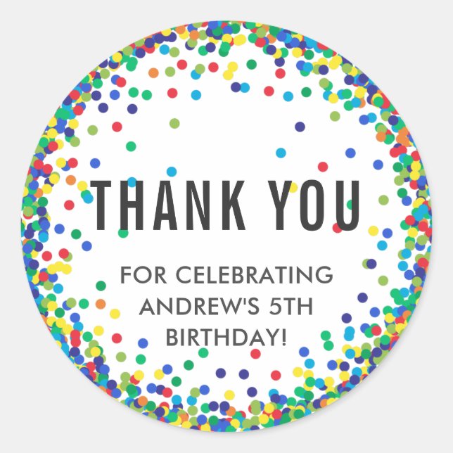 Stickers Merci coloré d'anniversaire (Devant)