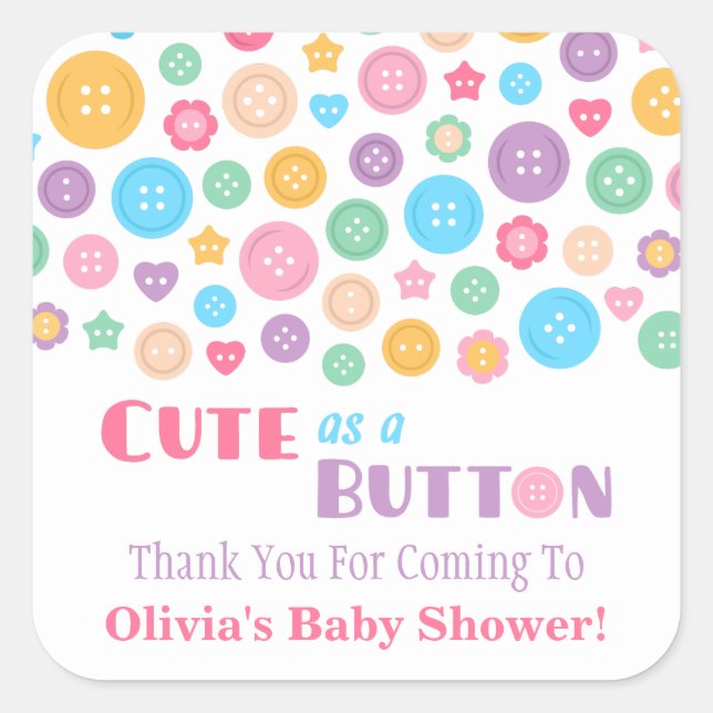 Stickers Merci Cute en Baby shower de boutons (Devant)