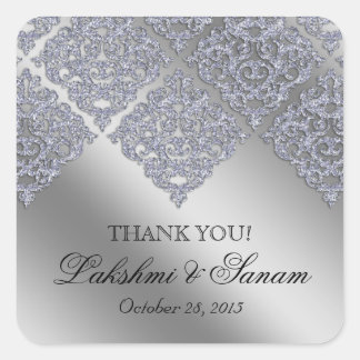 Stickers Merci Damask Xmas Sparkkers Argent