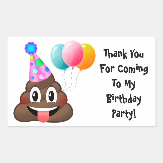 Stickers Merci d'anniversaire Emoji Poop (Devant)