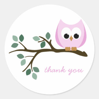 Stickers Merci de Chouette rose
