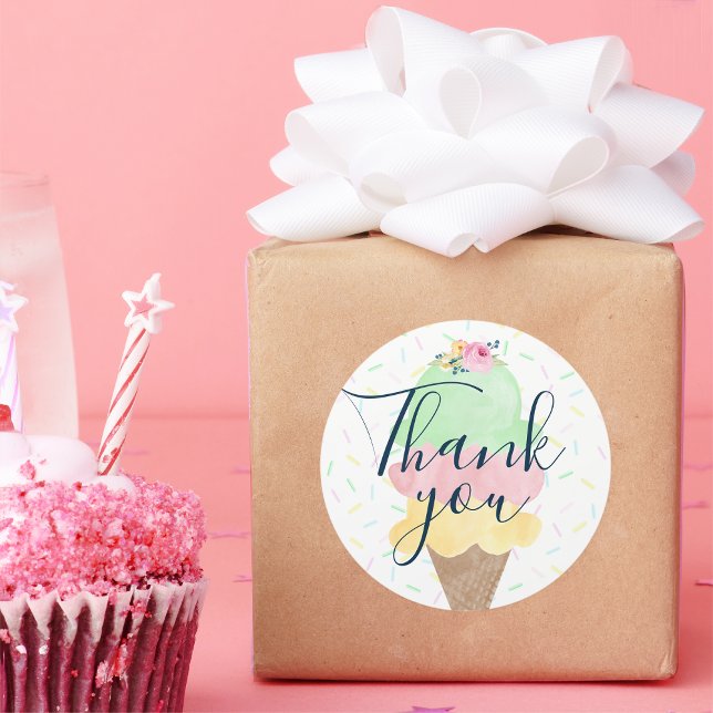 Stickers Merci de crème glacée d'aquarelle (Créateur téléchargé)