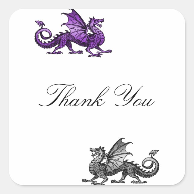 Stickers Merci de dragon d'argent violet (Devant)