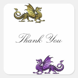 Stickers Merci de dragon violet d'or