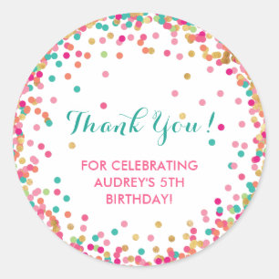 Stickers Merci de fête d'anniversaire de la fille