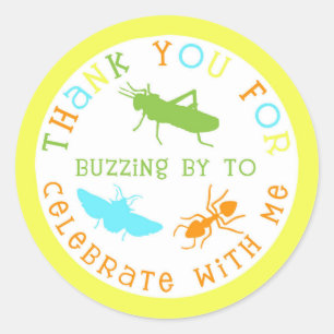 Stickers Merci de fête d'anniversaire de l'insecte