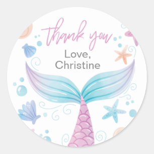 Stickers Merci de fête d'anniversaire de sirène