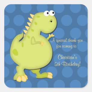 Stickers Merci de fête d'anniversaire Dinosaur ble