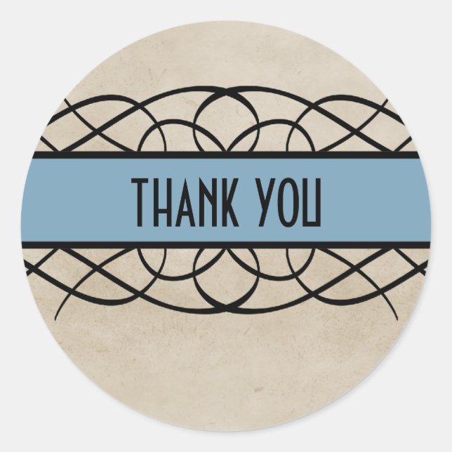 Stickers Merci de frontière bleu fleuri (Devant)