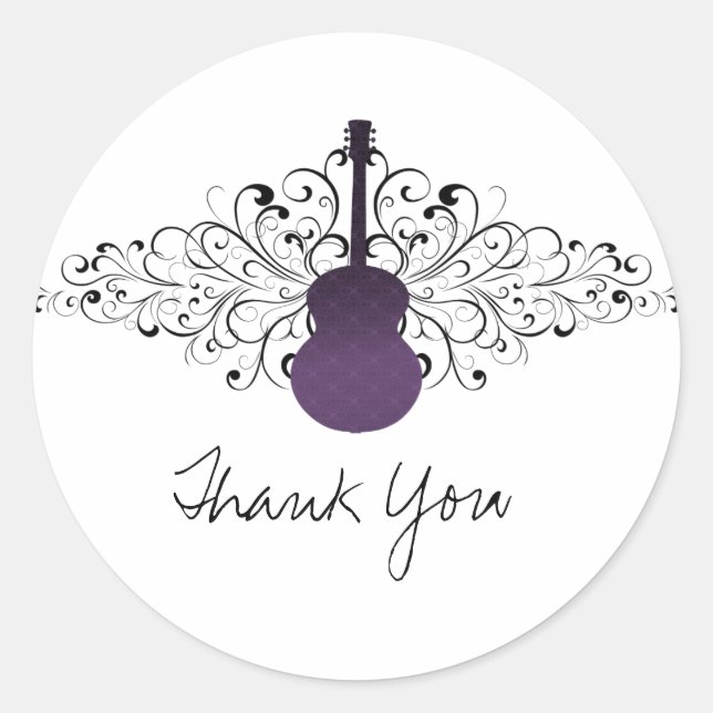 Stickers Merci de guitare à perles violettes (Devant)