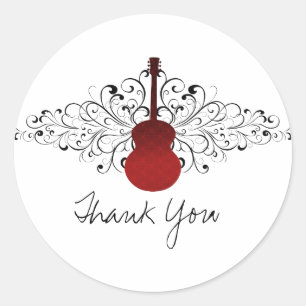 Stickers Merci de guitare Red Swirls