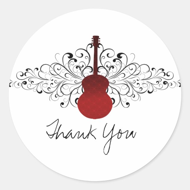 Stickers Merci de guitare Red Swirls (Devant)