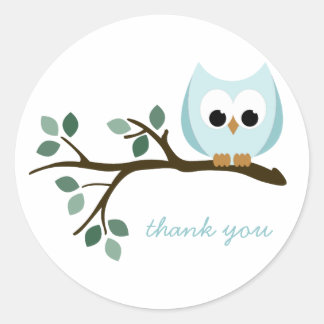 Stickers Merci de hibou bleu