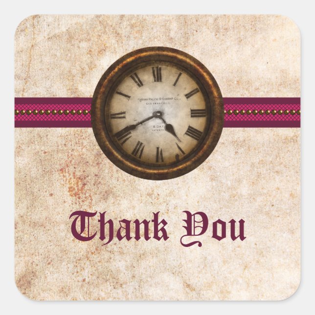 Stickers Merci de l'horloge antique, Fuchsia (Devant)